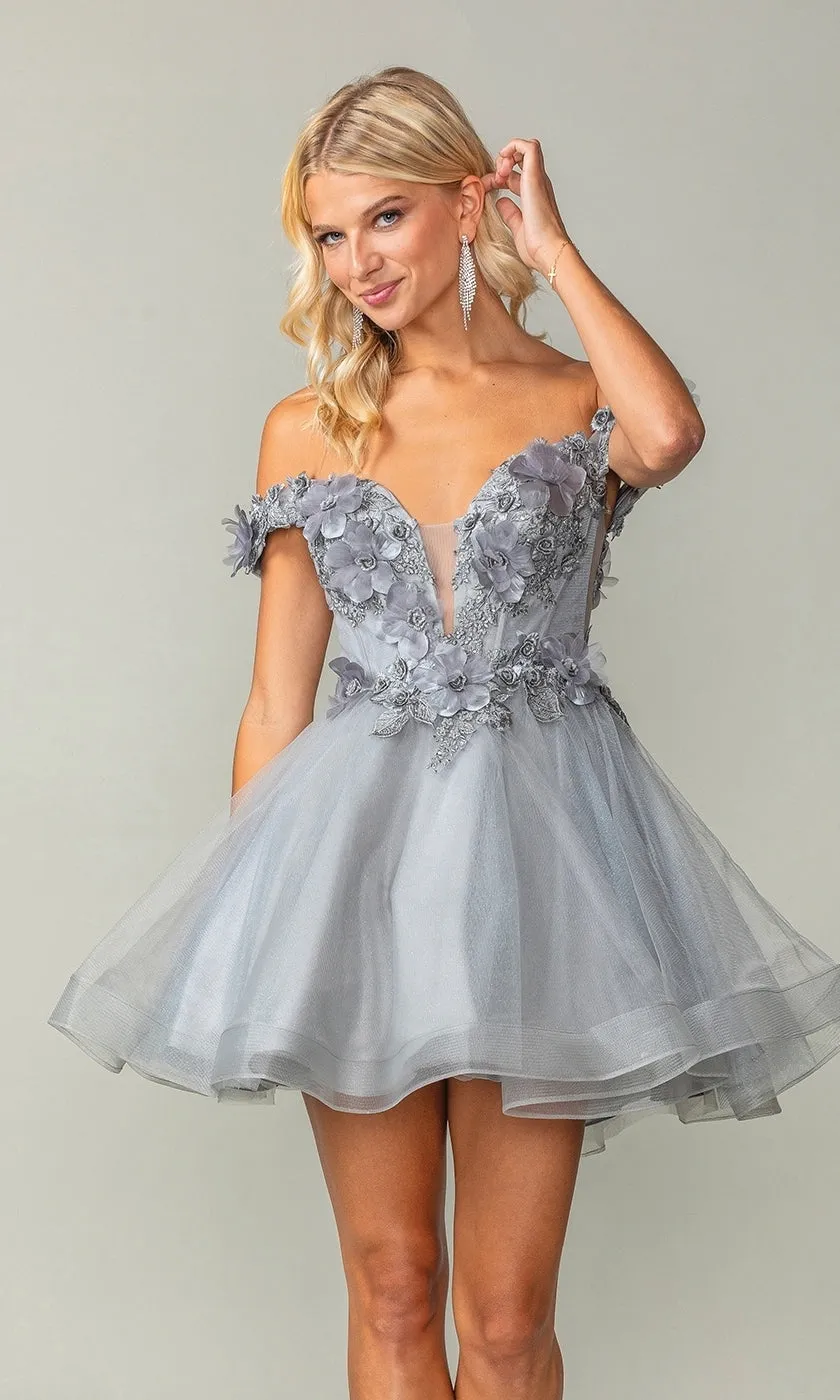 Off-the-Shoulder Short Babydoll Hoco Dress 3344 sold by PromGirl product image thumbnail 4