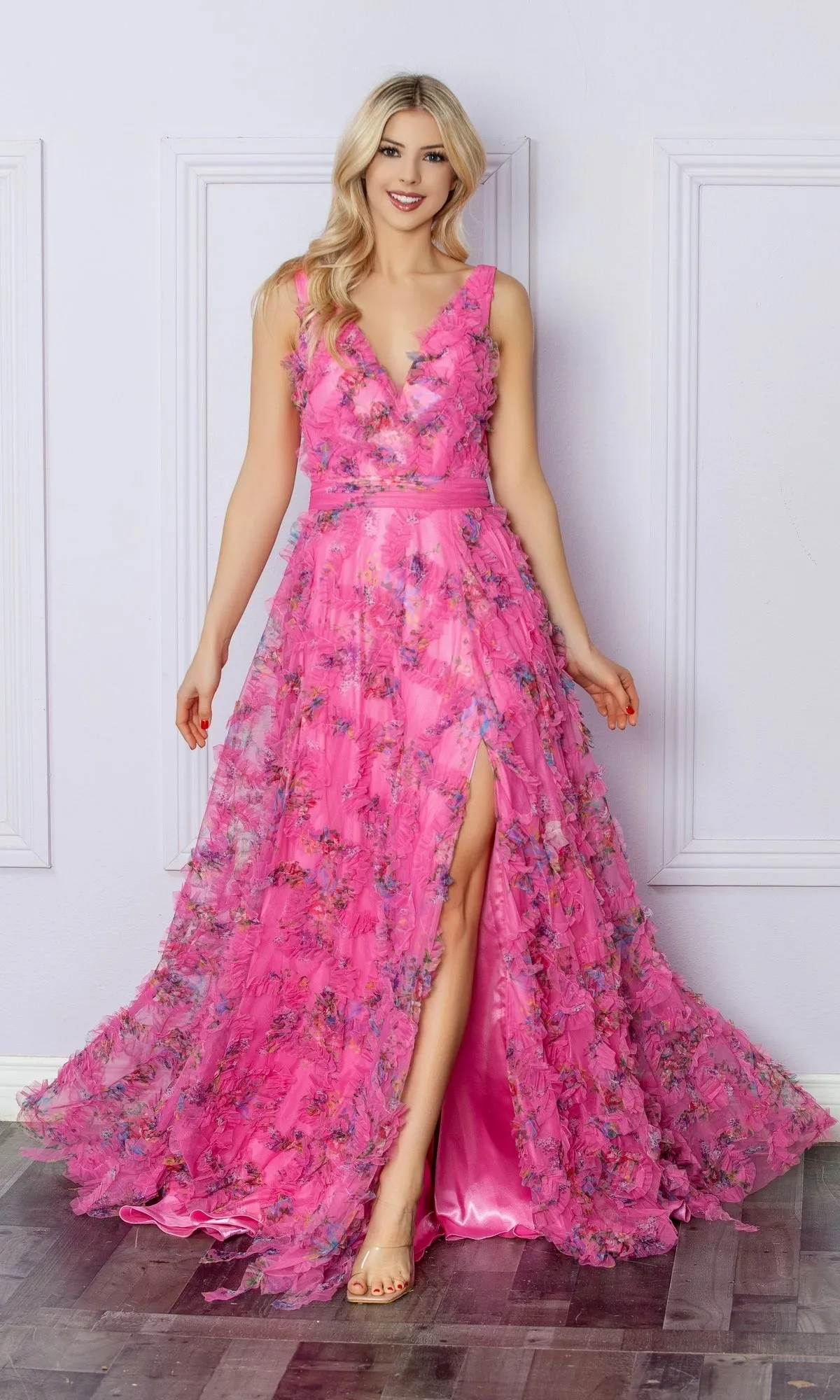 Pastel Print Long Prom Dress: Nox Anabel E1445 sold by PromGirl product image thumbnail 4
