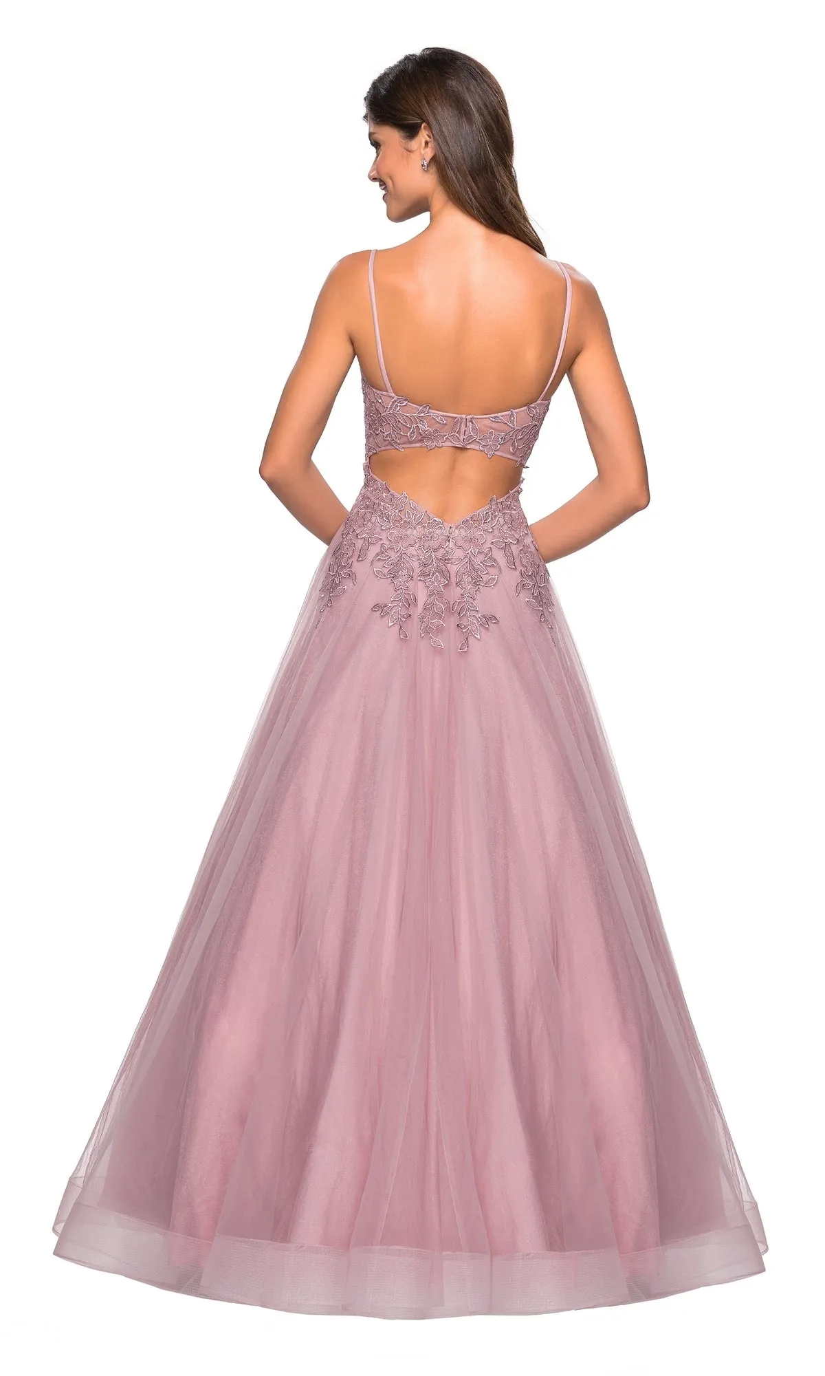 Cut-Out Embroidered Tulle Prom Dress: La Femme 27569 sold by PromGirl product image thumbnail 2