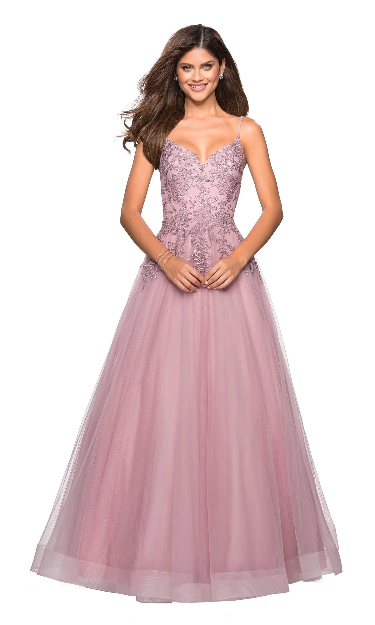 Cut-Out Embroidered Tulle Prom Dress: La Femme 27569 sold by PromGirl product image thumbnail 3