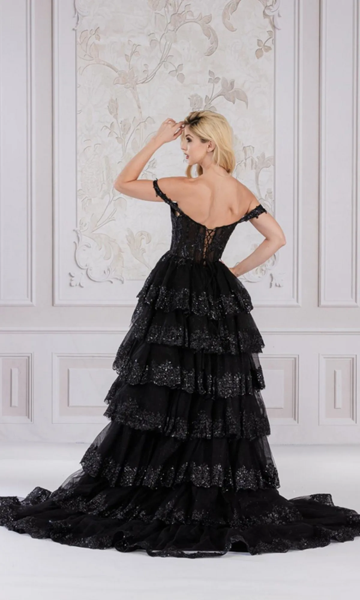 Off-the-Shoulder Layered Long Ball Gown TM1012 sold by PromGirl product image thumbnail 2