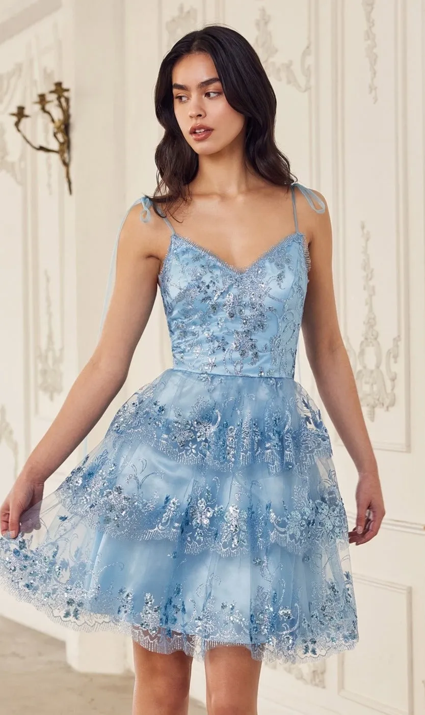 Sequin-Print Short Ruffled Homecoming Dress KV1090 sold by PromGirl