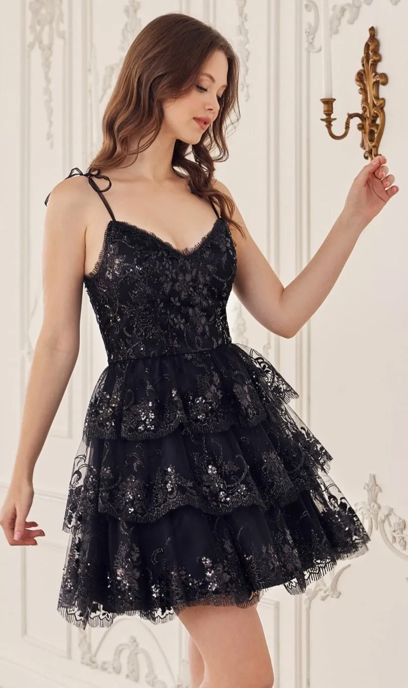 Sequin-Print Short Ruffled Homecoming Dress KV1090 sold by PromGirl product image thumbnail 3