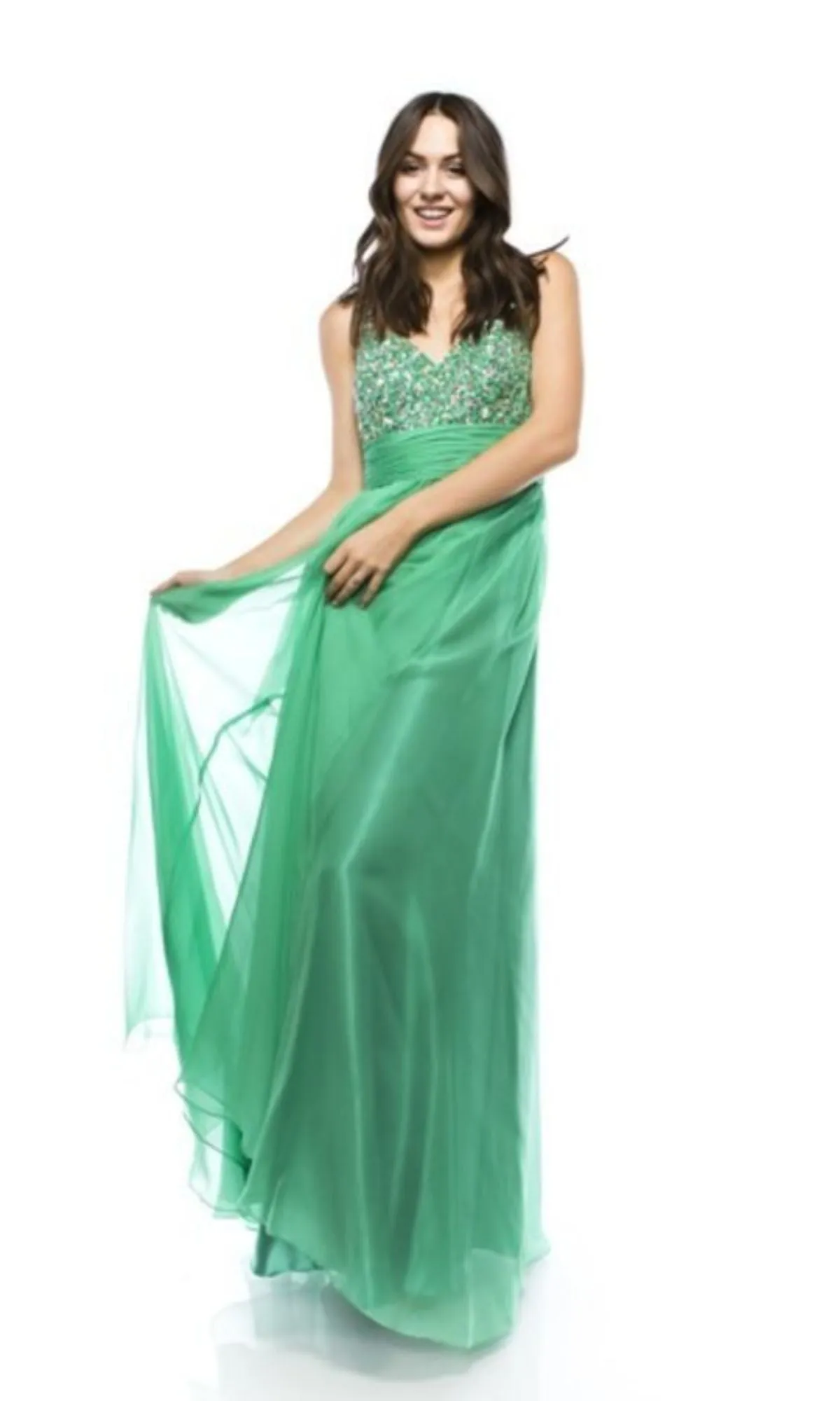Empire-Waist Long Prom Dress: Chicas C7816 sold by PromGirl product image thumbnail 4