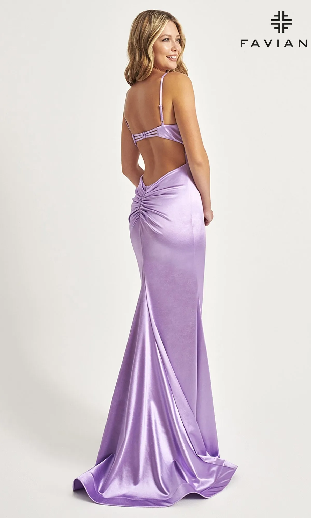 Stretch-Satin Long Faviana Prom Dress 11025 sold by PromGirl product image thumbnail 4