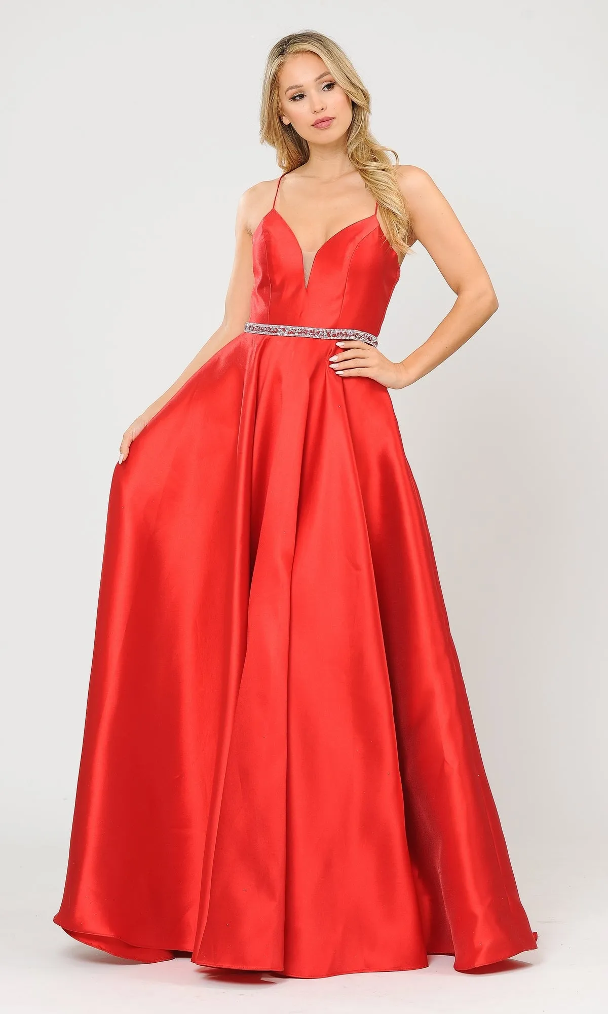 Strappy-Back Long Mikado A-Line Prom Dress 8688 sold by PromGirl product image thumbnail 3