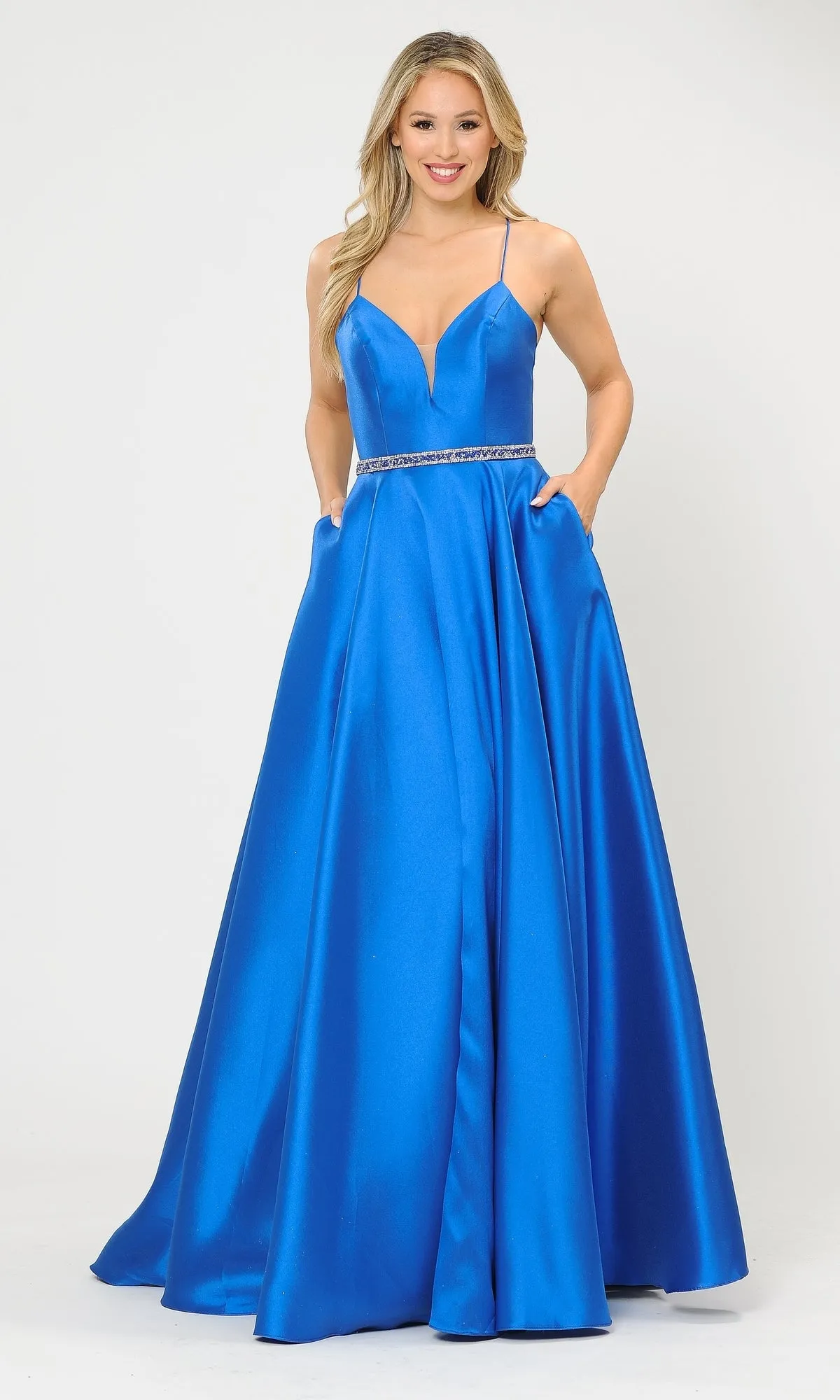 Strappy-Back Long Mikado A-Line Prom Dress 8688 sold by PromGirl product image thumbnail 4