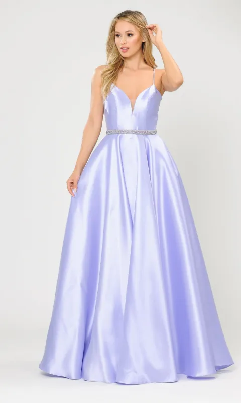 Strappy-Back Long Mikado A-Line Prom Dress 8688 sold by PromGirl