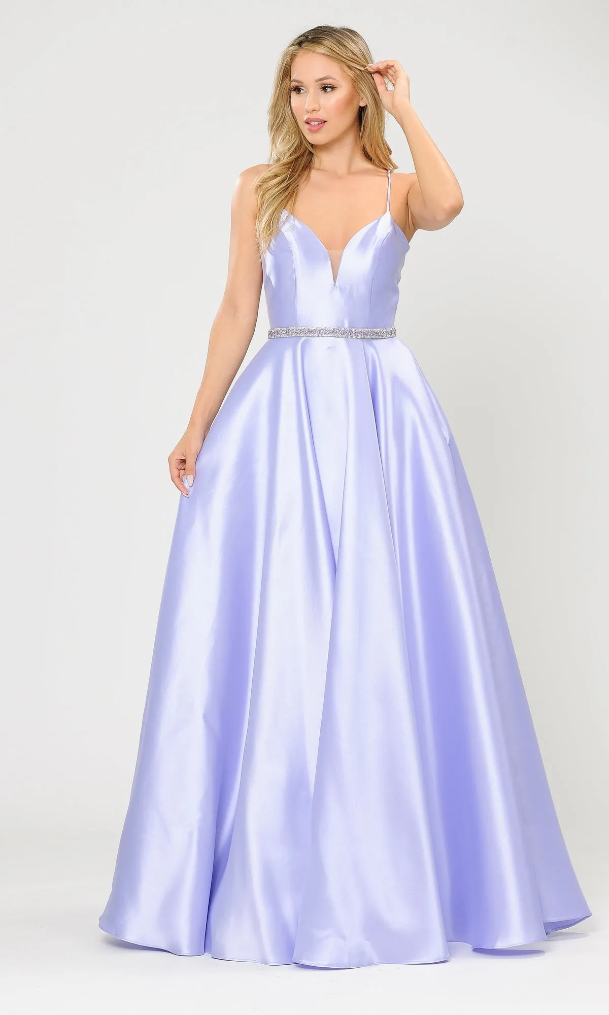 Strappy-Back Long Mikado A-Line Prom Dress 8688 sold by PromGirl