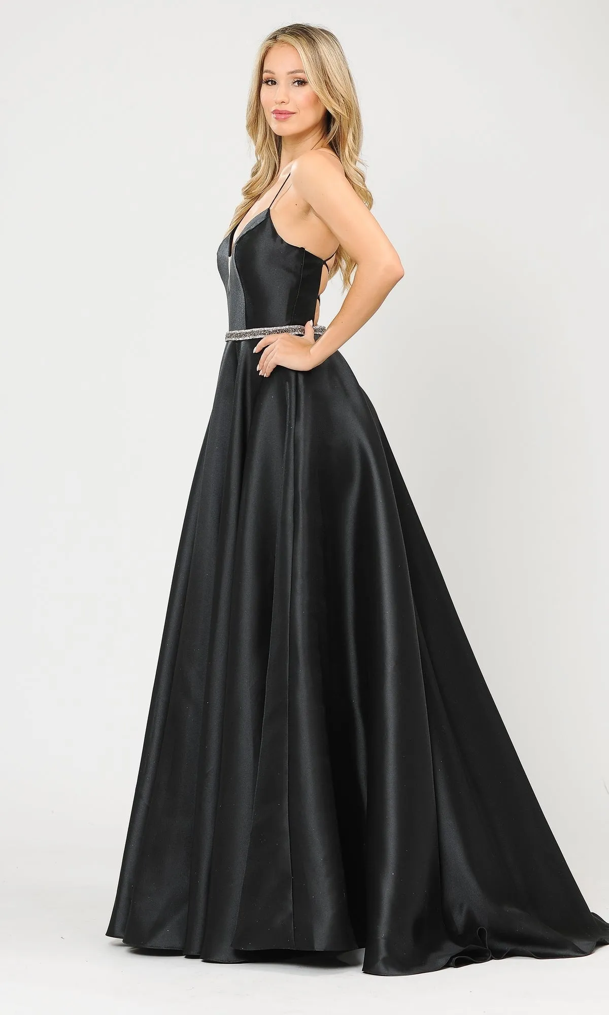 Strappy-Back Long Mikado A-Line Prom Dress 8688 sold by PromGirl product image thumbnail 5