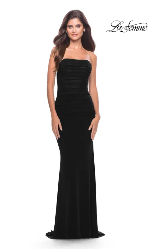 Simple Strapless Long Prom Dress: La Femme 31584 sold by PromGirl
