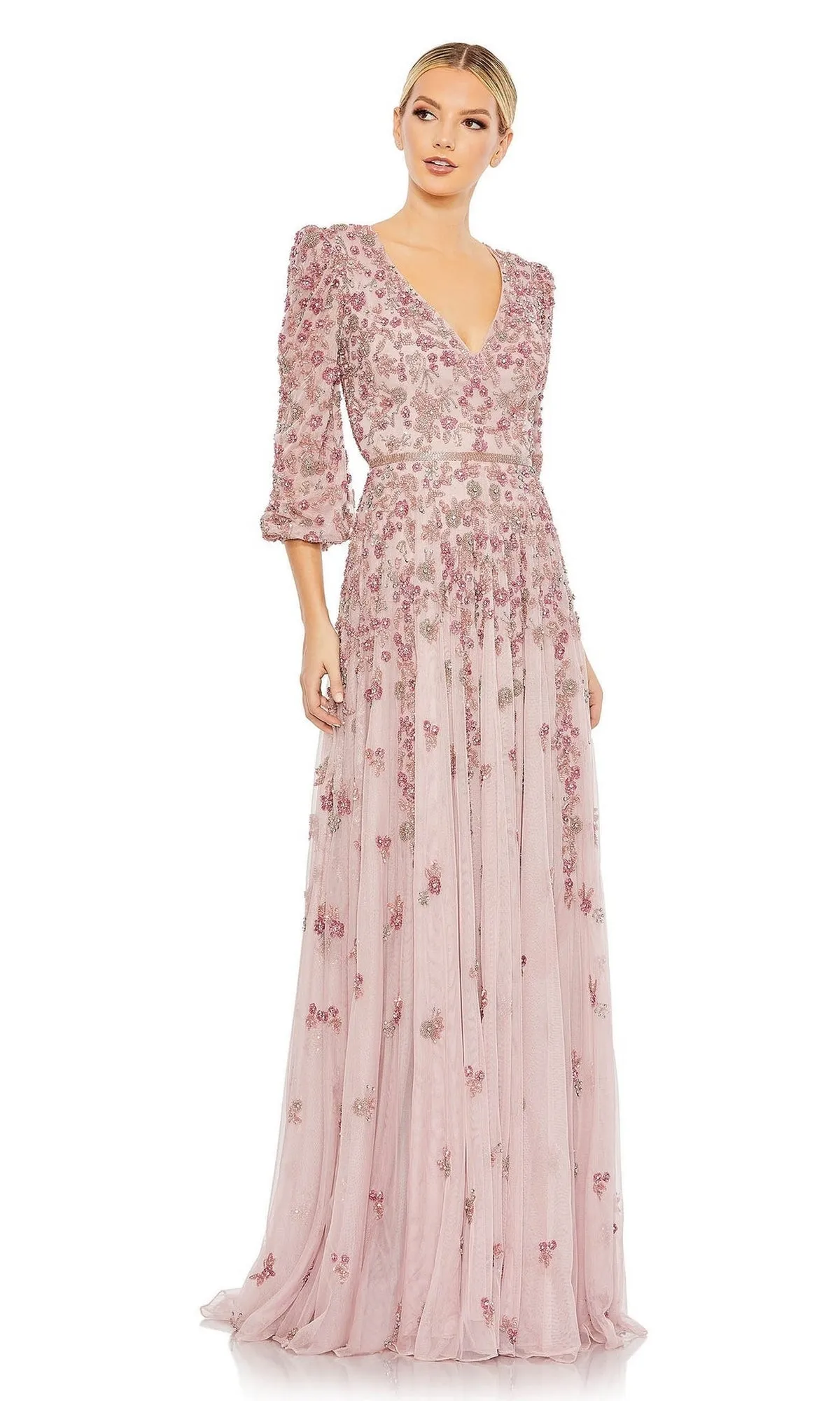 Long Sleeve Beaded Formal Dress: Mac Duggal 5497 sold by PromGirl