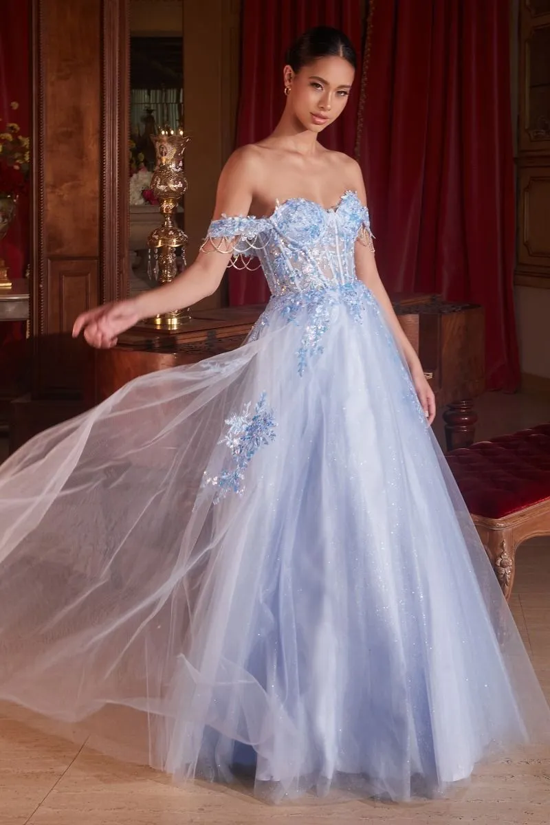 Light Blue Prom Ball Gown CDS490 by Ladivine sold by PromGirl