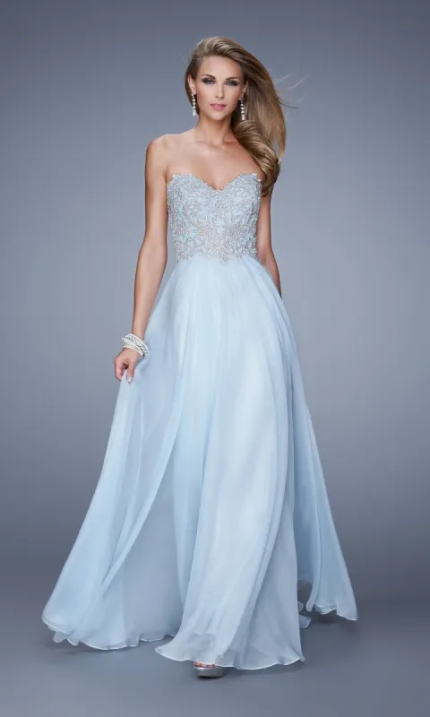 La Femme A-Line Chiffon Strapless Prom Dress 20888 sold by PromGirl