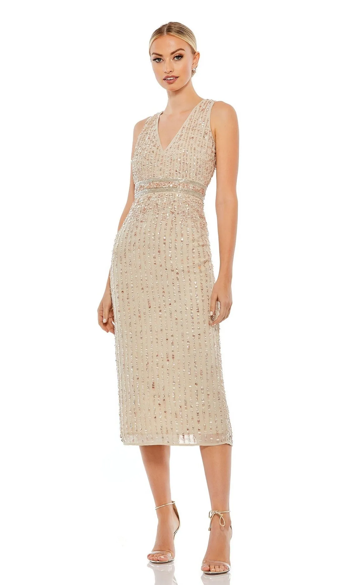 Beaded Midi Wedding-Guest Dress: Mac Duggal 70267 sold by PromGirl product image thumbnail 3