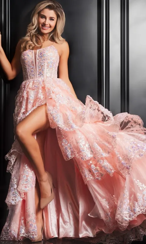 Jovani Long Ruffled Prom Ball Gown 38144 sold by PromGirl
