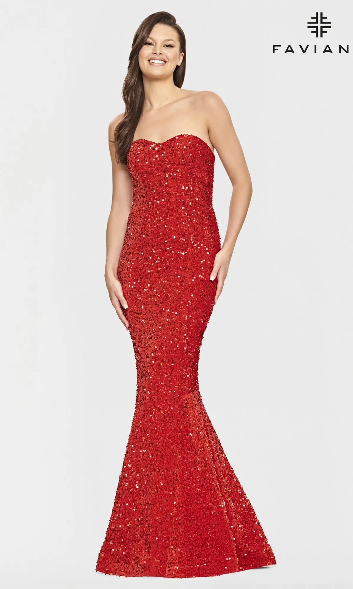 Faviana Strapless Sweetheart Long Sequin Prom Gown sold by PromGirl product image thumbnail 5