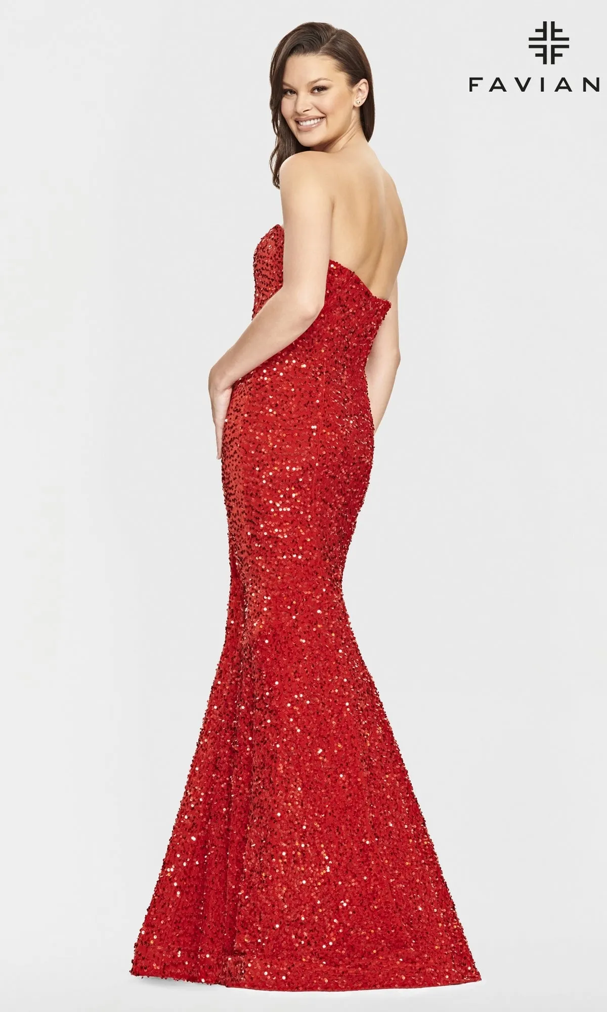 Faviana Strapless Sweetheart Long Sequin Prom Gown sold by PromGirl product image thumbnail 2