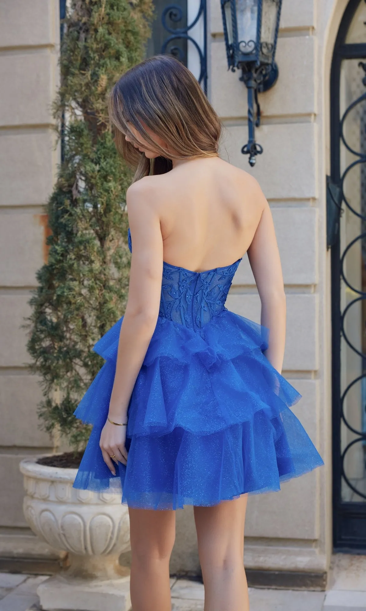 Royal Blue Strapless Short Ruffled Hoco Dress A824 sold by PromGirl product image thumbnail 2