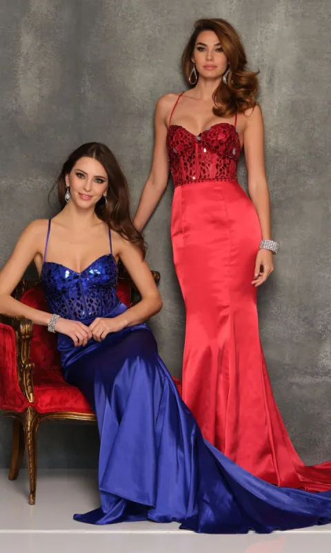 Dave and Johnny Prom Dress with Beaded Sheer Corset sold by PromGirl
