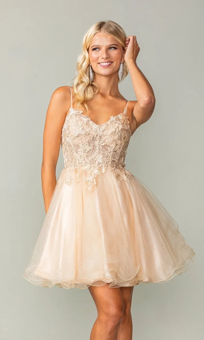 Lace-Up Short Butterfly Homecoming Dress 3341 sold by PromGirl product image thumbnail 4