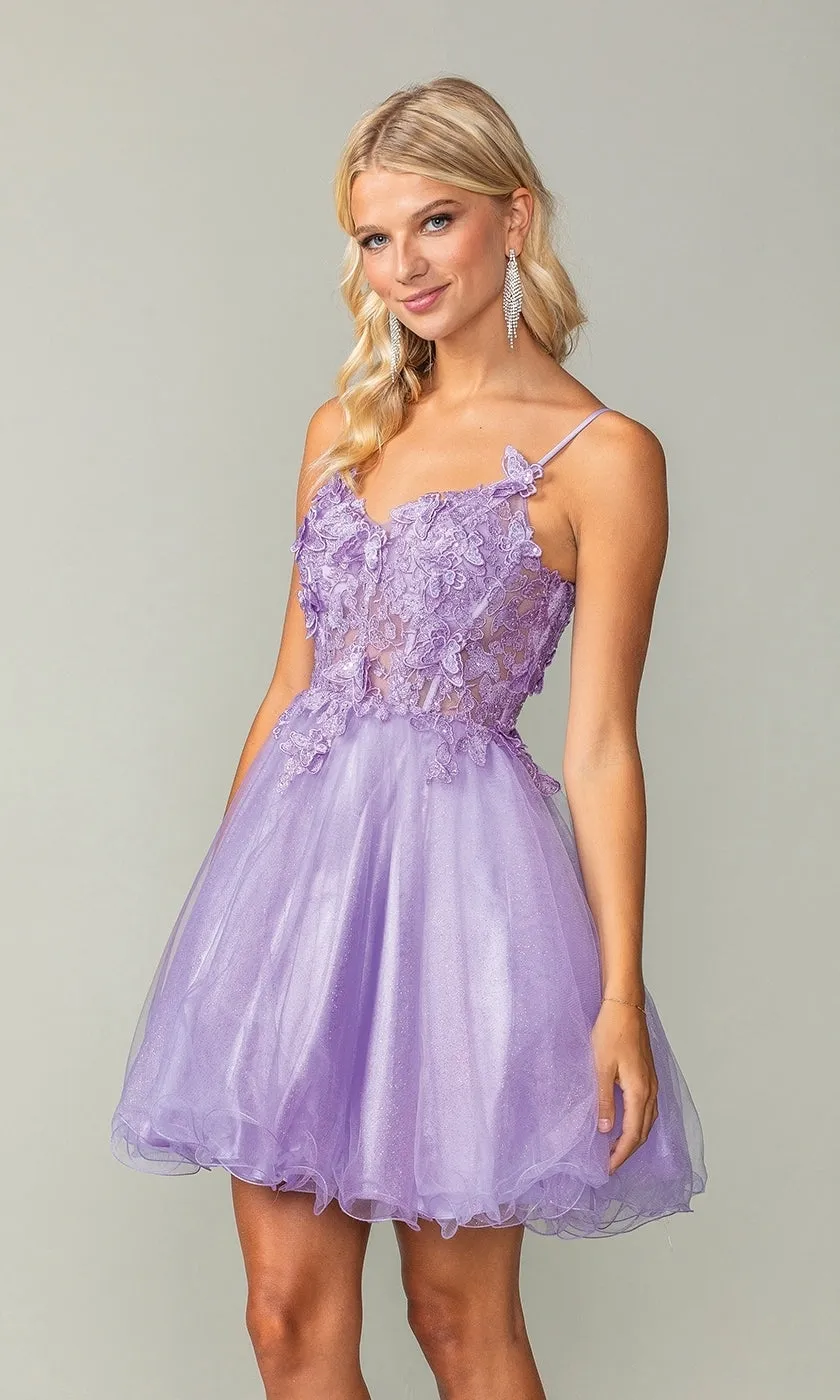 Lace-Up Short Butterfly Homecoming Dress 3341 sold by PromGirl product image thumbnail 3