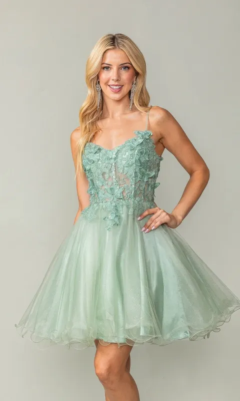 Lace-Up Short Butterfly Homecoming Dress 3341 sold by PromGirl
