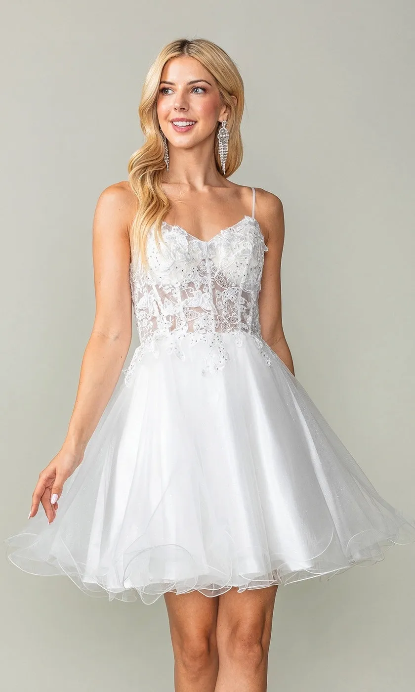 Lace-Up Short Butterfly Homecoming Dress 3341 sold by PromGirl product image thumbnail 5