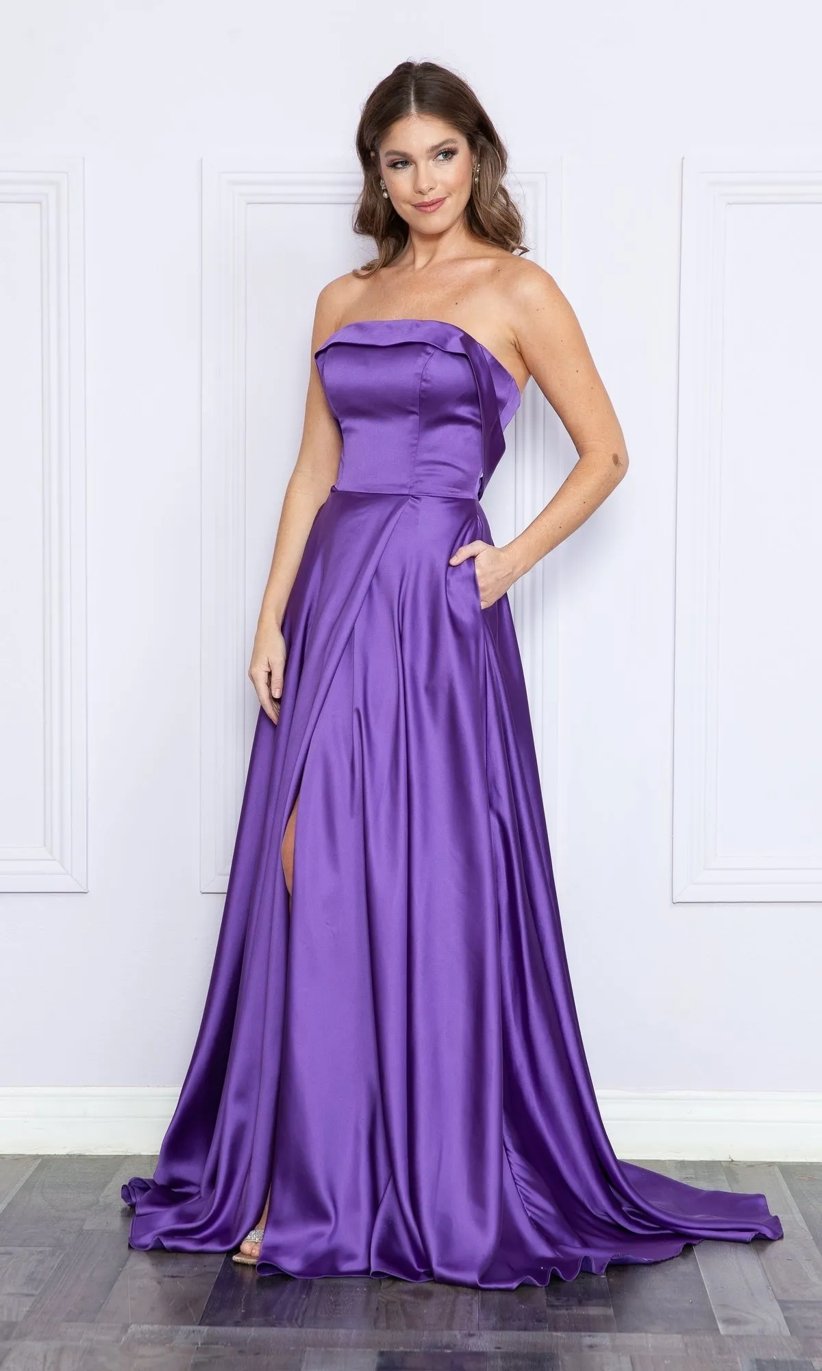 Strapless Long A-Line Prom Dress with Pockets sold by PromGirl product image thumbnail 3