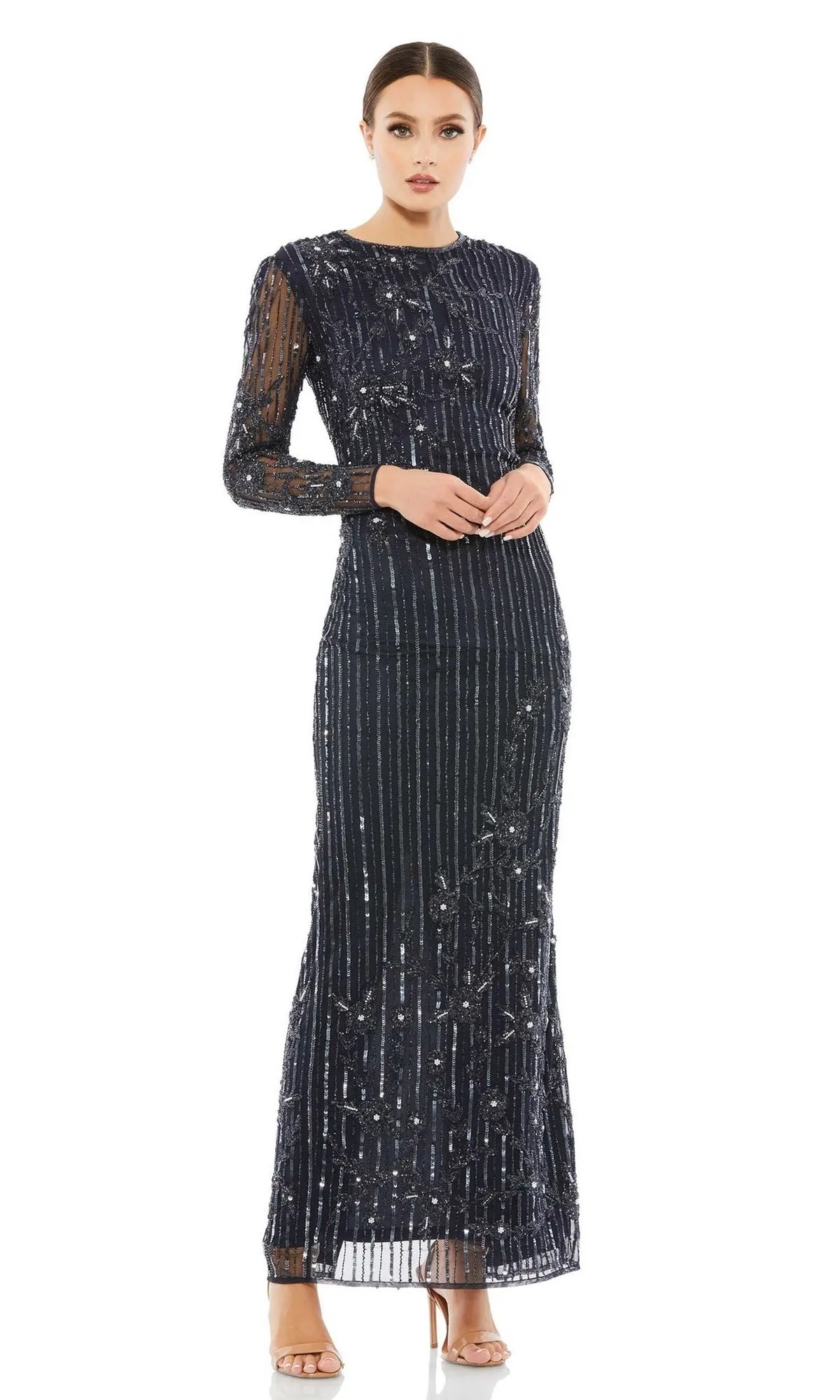 Long Sleeve Sequin Formal Gown: Mac Duggal 93626 sold by PromGirl