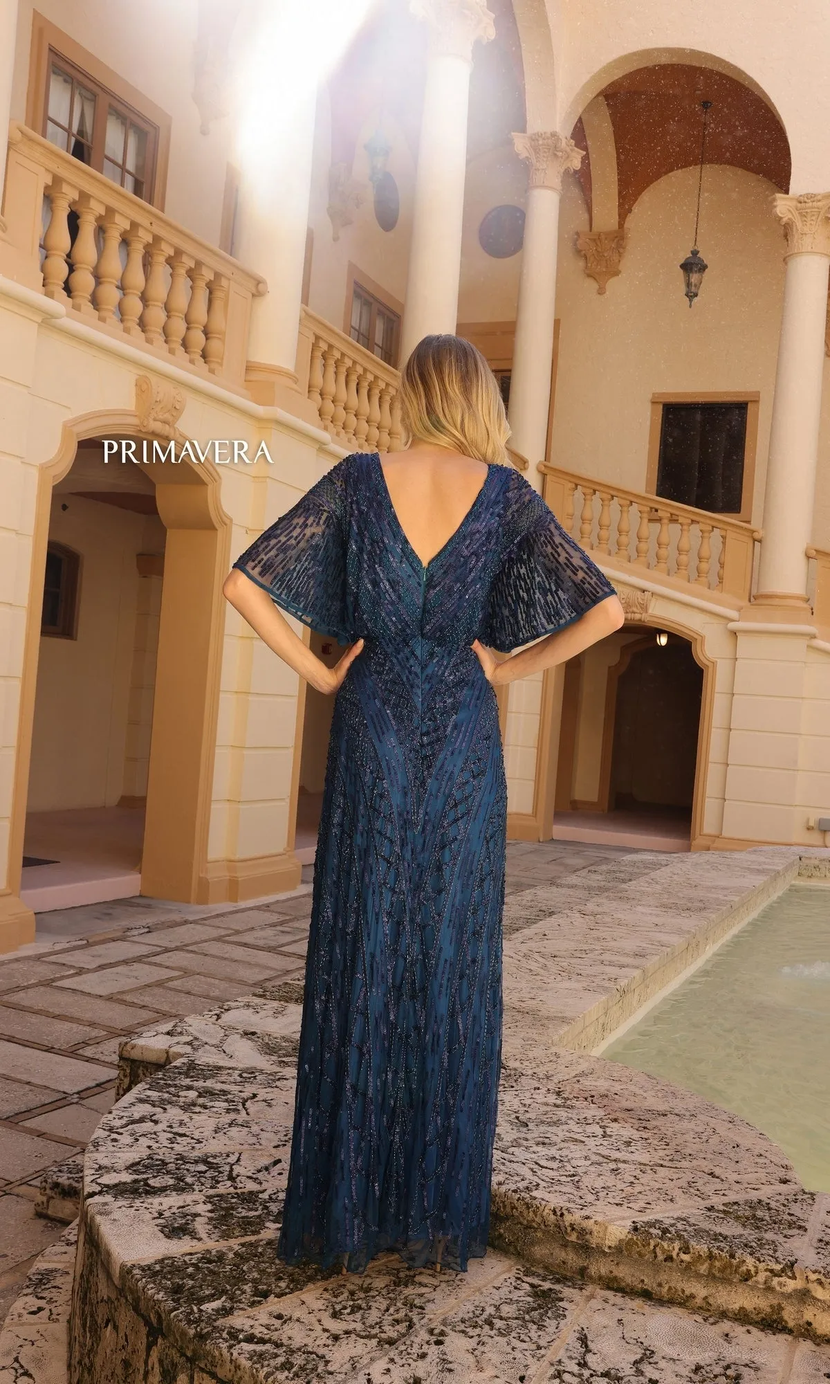 Sleeved Long Sequin Formal Dress: Primavera 13119 sold by PromGirl product image thumbnail 2