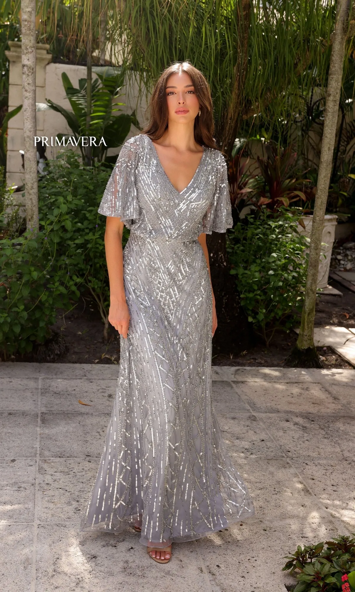 Sleeved Long Sequin Formal Dress: Primavera 13119 sold by PromGirl product image thumbnail 3