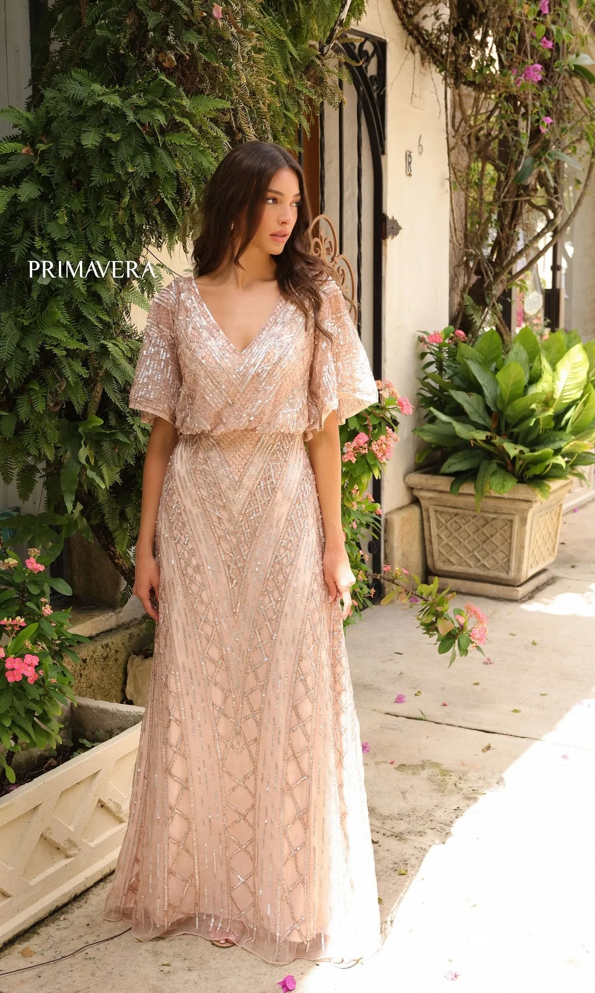 Sleeved Long Sequin Formal Dress: Primavera 13119 sold by PromGirl product image thumbnail 4