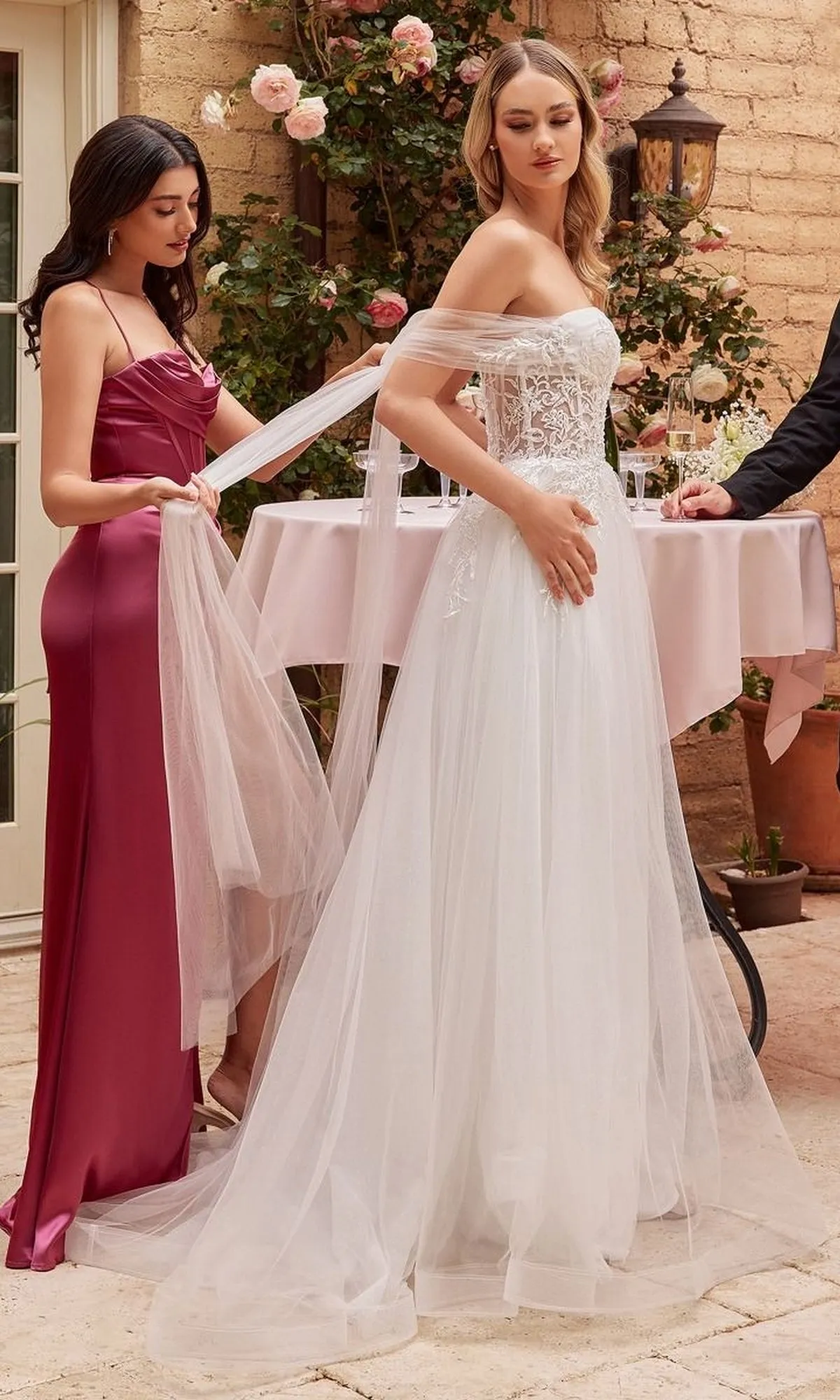 Off White Long Halter Wedding Dress CD827W sold by PromGirl product image thumbnail 3