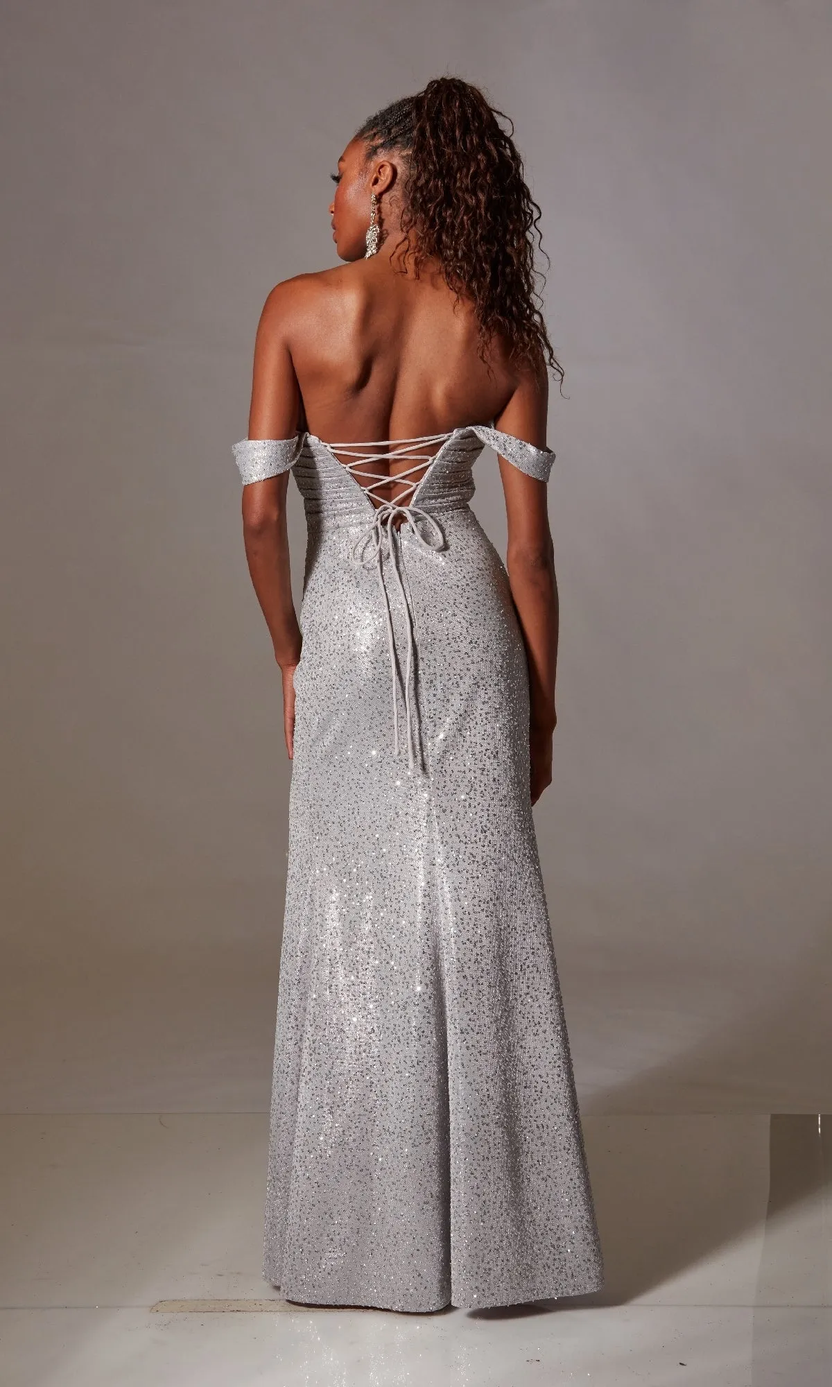 Lace-Up Long Sequin Prom Dress: Aerie Couture 254 sold by PromGirl product image thumbnail 2
