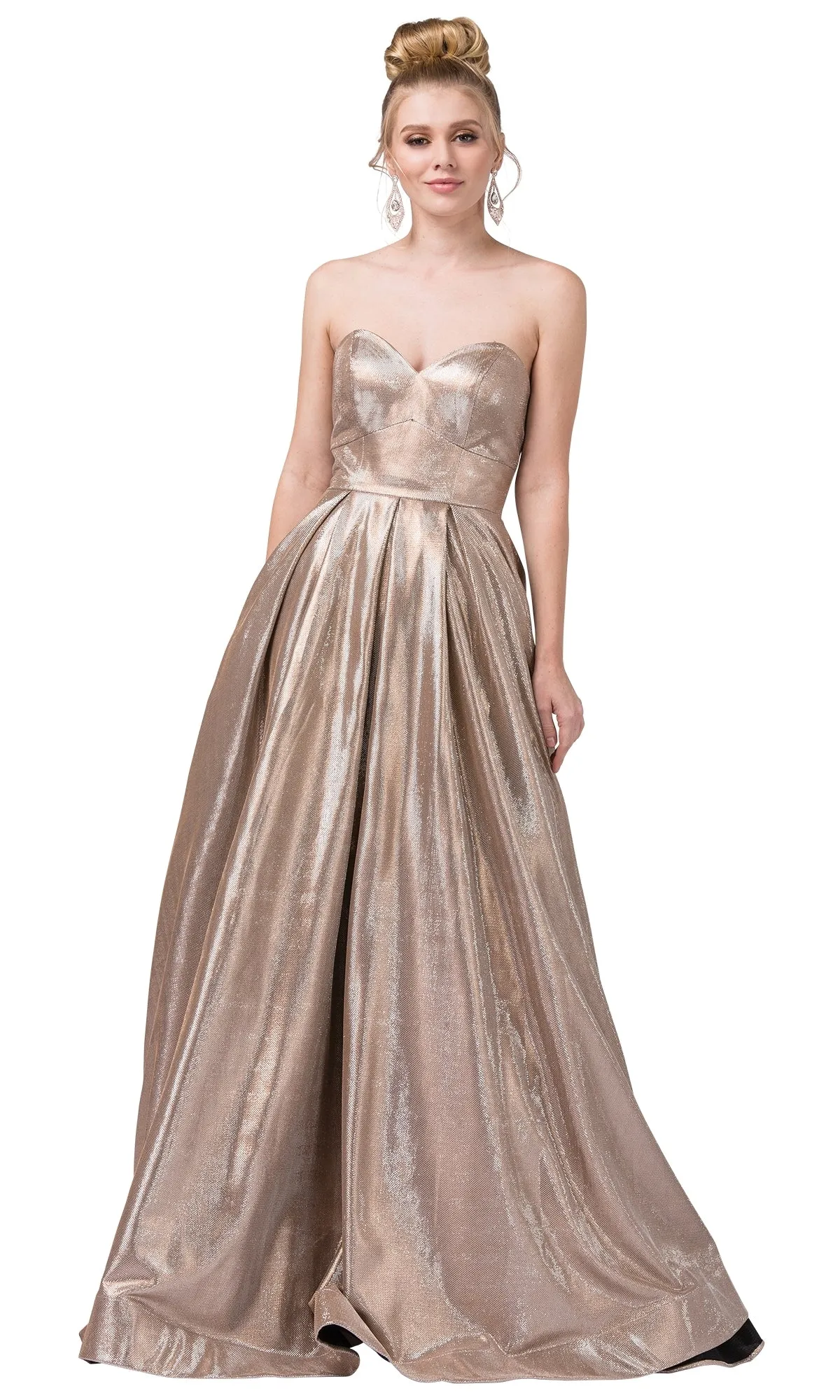Long Strapless Glitter Prom Dress with Corset Back sold by PromGirl product image thumbnail 4