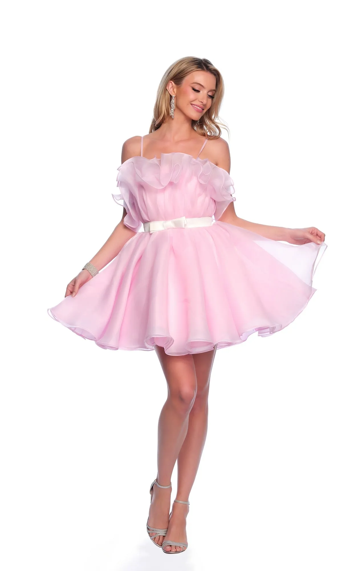 Dave and Johnny Short Pink Ruffle Hoco Dress 11730 sold by PromGirl product image thumbnail 3