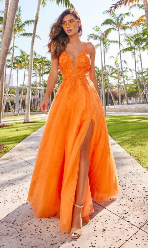 Beaded Lace Long A-Line Prom Dress Colette CL2025 sold by PromGirl