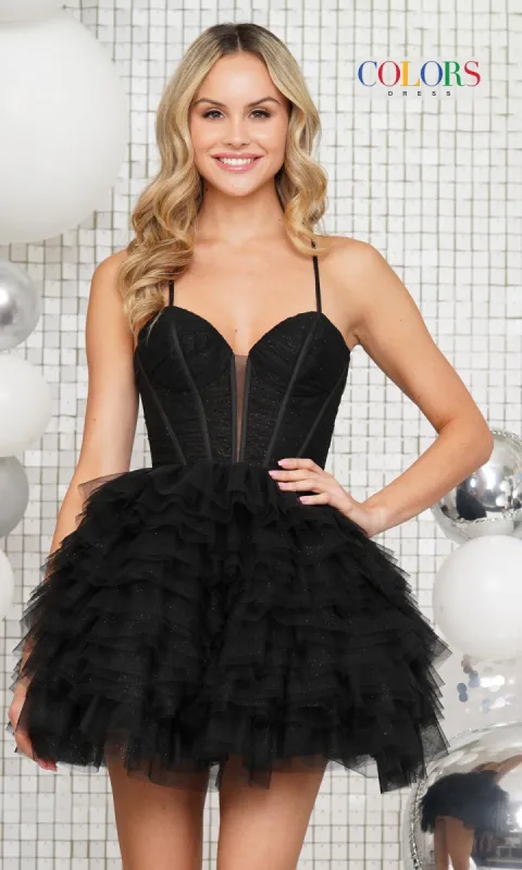 Colors Dress Glitter Tulle Homecoming Dress 3343 sold by PromGirl