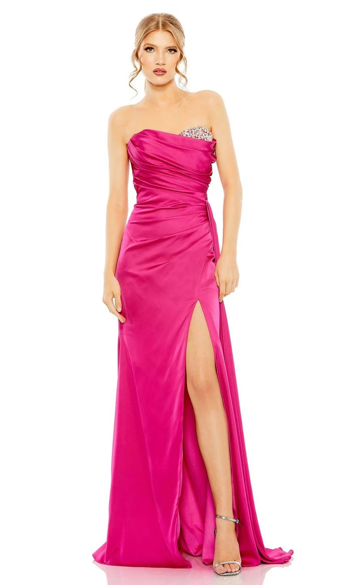 Side-Drape Strapless Prom Gown: Mac Duggal 2211 sold by PromGirl