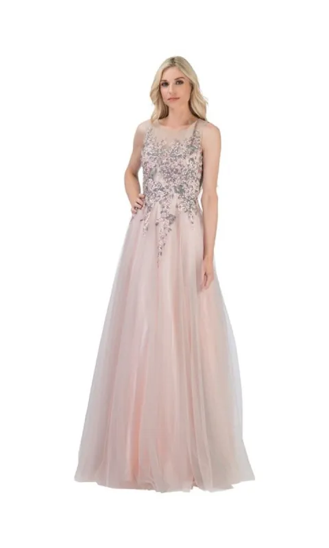 Blush Pink Long Prom Ball Gown: Chicas C7545 sold by PromGirl
