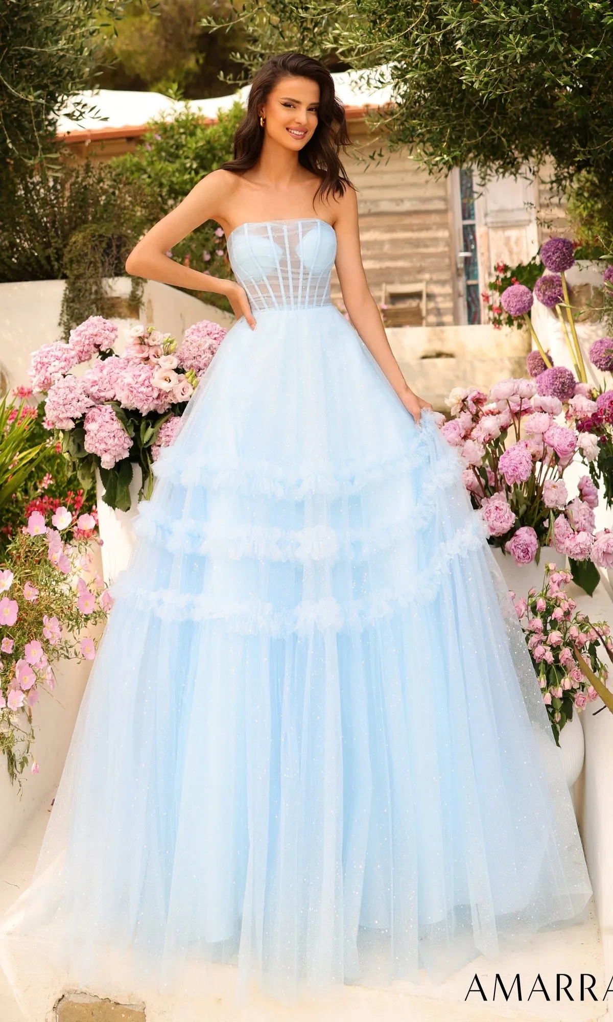 Amarra Strapless Sheer-Bodice Prom Ball Gown 88794 sold by PromGirl product image thumbnail 5