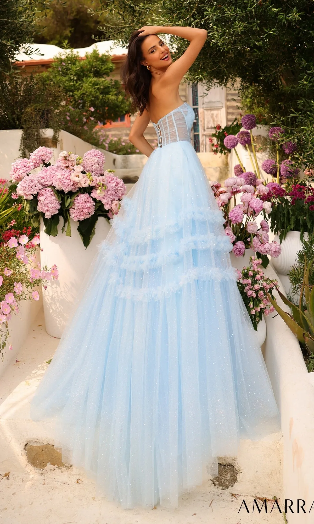 Amarra Strapless Sheer-Bodice Prom Ball Gown 88794 sold by PromGirl product image thumbnail 2