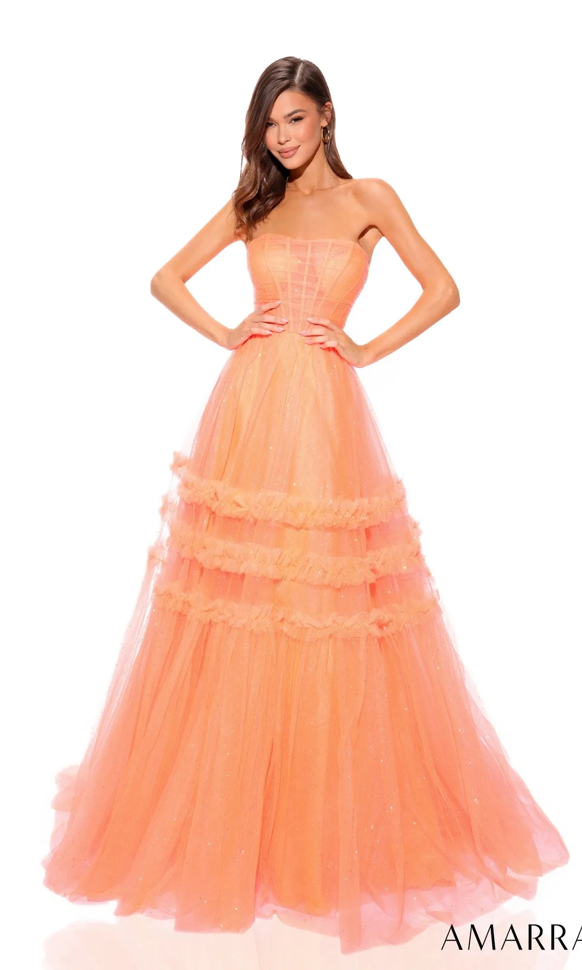 Amarra Strapless Sheer-Bodice Prom Ball Gown 88794 sold by PromGirl product image thumbnail 3