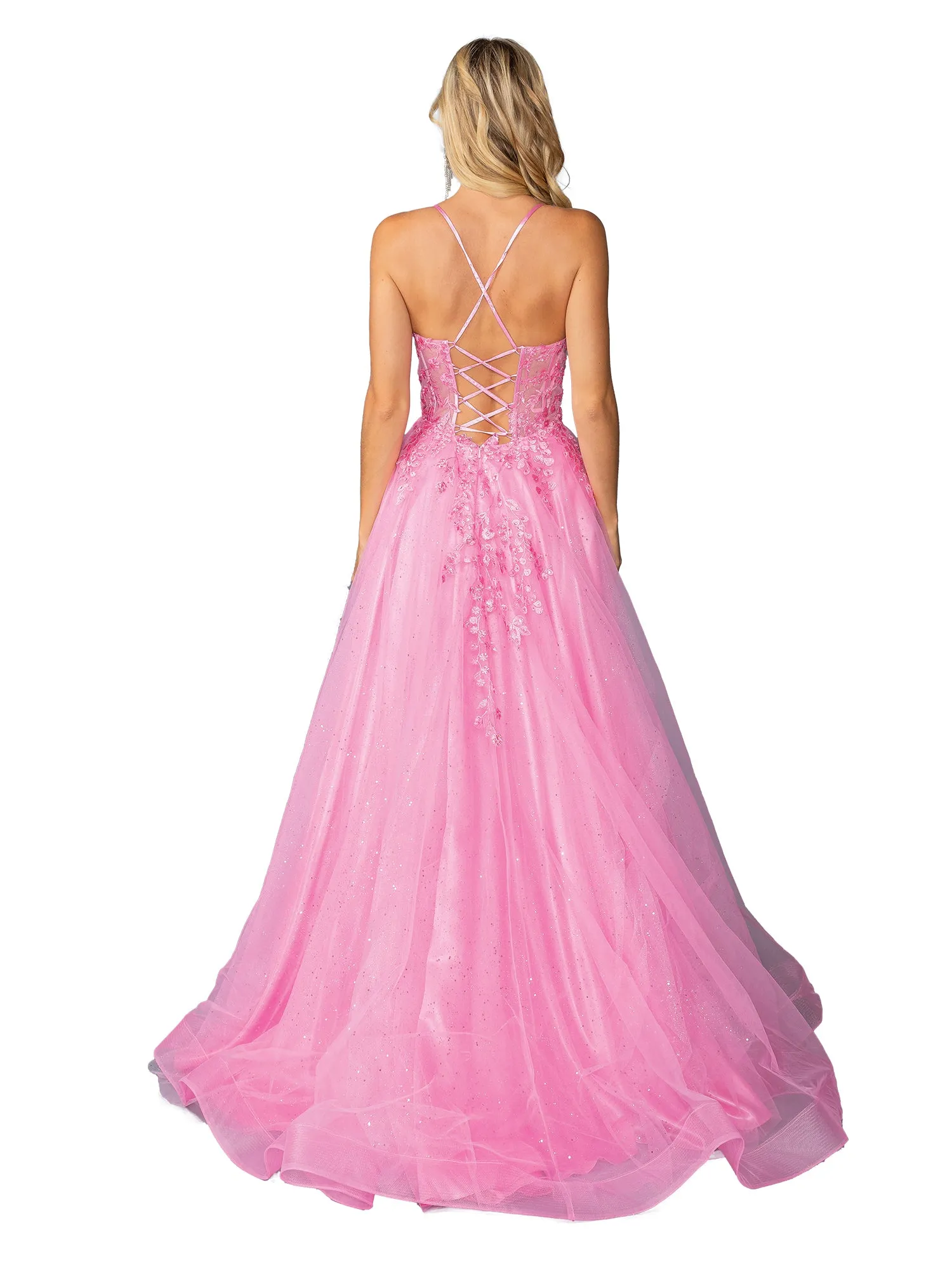 Lace-Up Long Tulle Prom Ball Gown 4421 sold by PromGirl product image thumbnail 2
