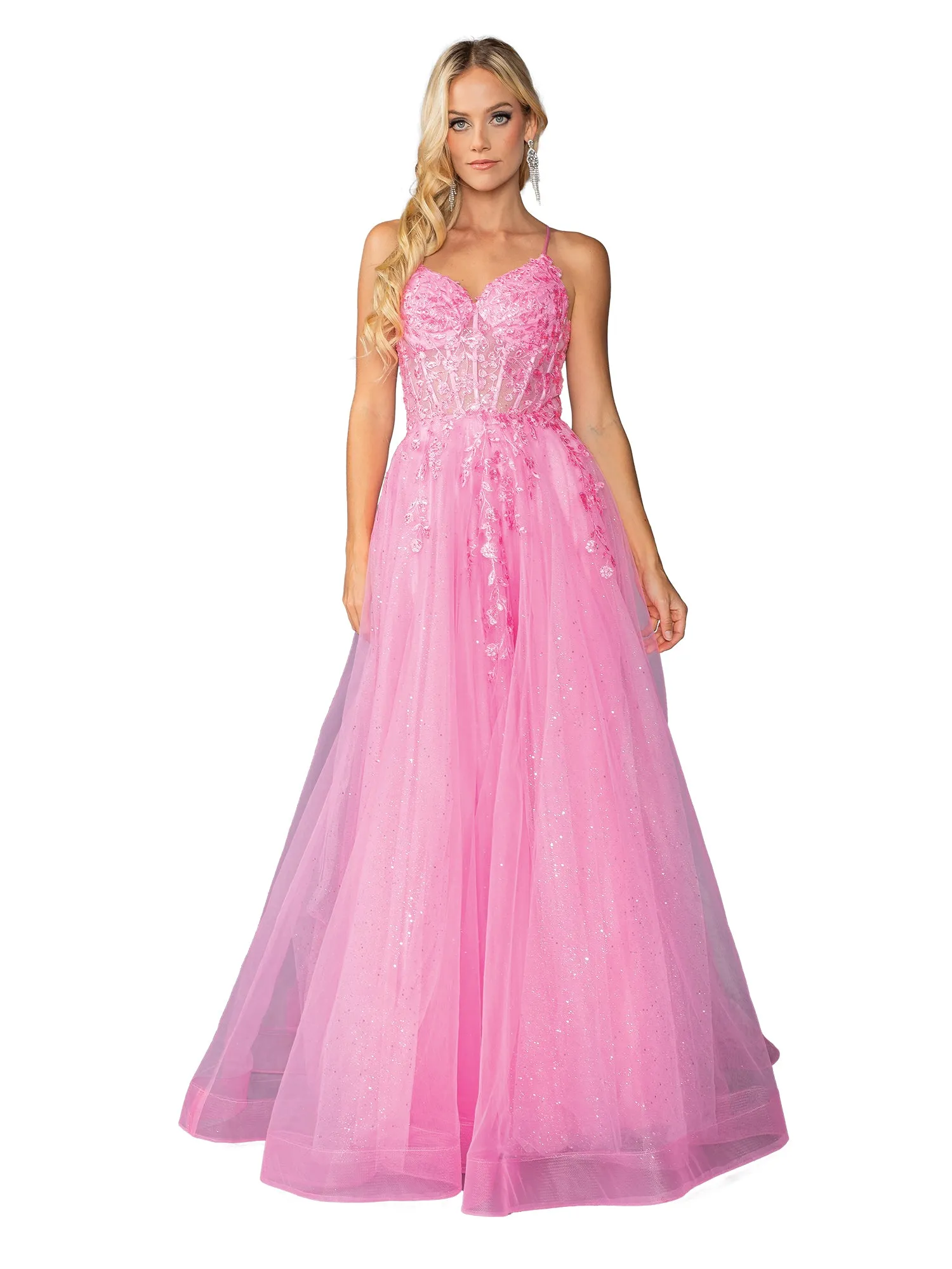 Lace-Up Long Tulle Prom Ball Gown 4421 sold by PromGirl