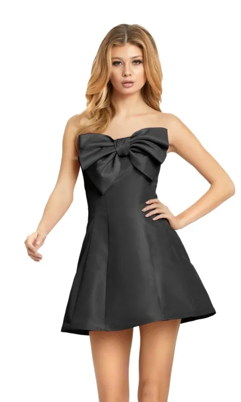 Strapless Short Bow Party Dress: Mac Duggal 49210 sold by PromGirl