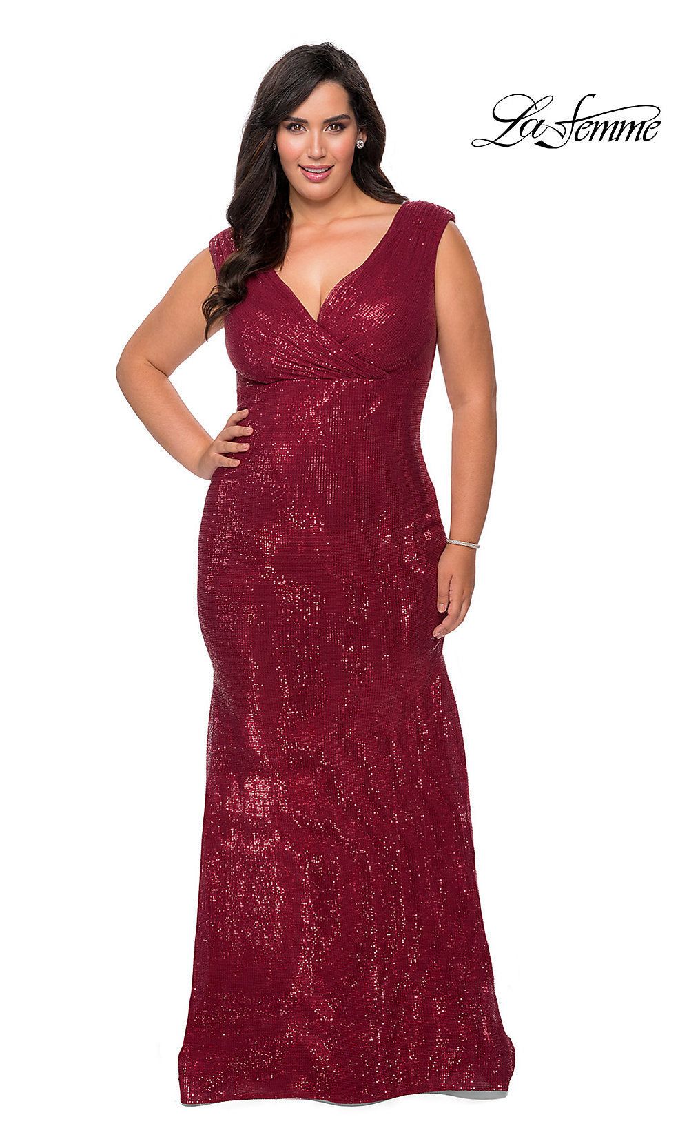 Empire-Waist Sequin Long Plus-Size Formal Gown sold by PromGirl product image thumbnail 3