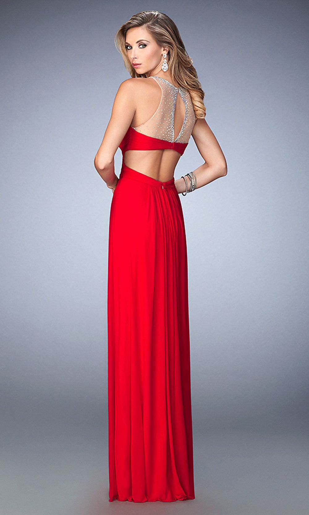 Floor Length Open Back Formal Gown with a Waist Cut Out by La Femme sold by PromGirl product image thumbnail 2