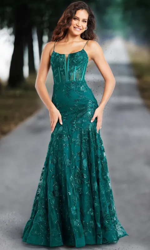 Long Corset Mermaid Prom Dress: Jovani 38004 sold by PromGirl